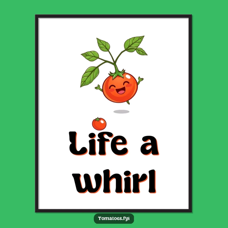 Funny Jovial Tomato Poster: Spinning art, great funny gift for cheerful spaces.