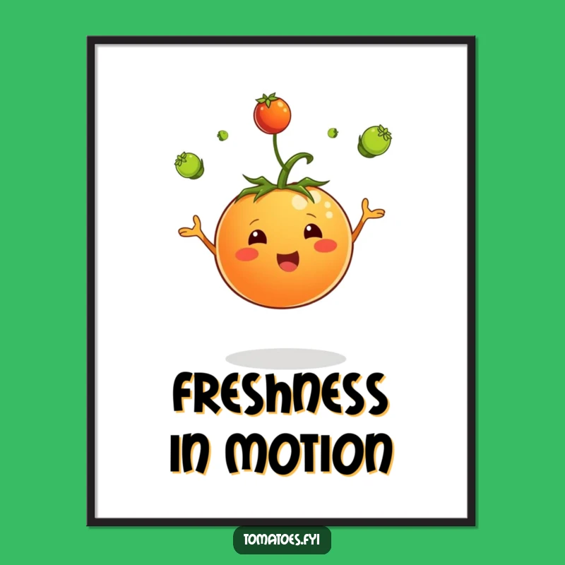 Funny Juggling Tomato Art Print - Whimsical Garden Decor