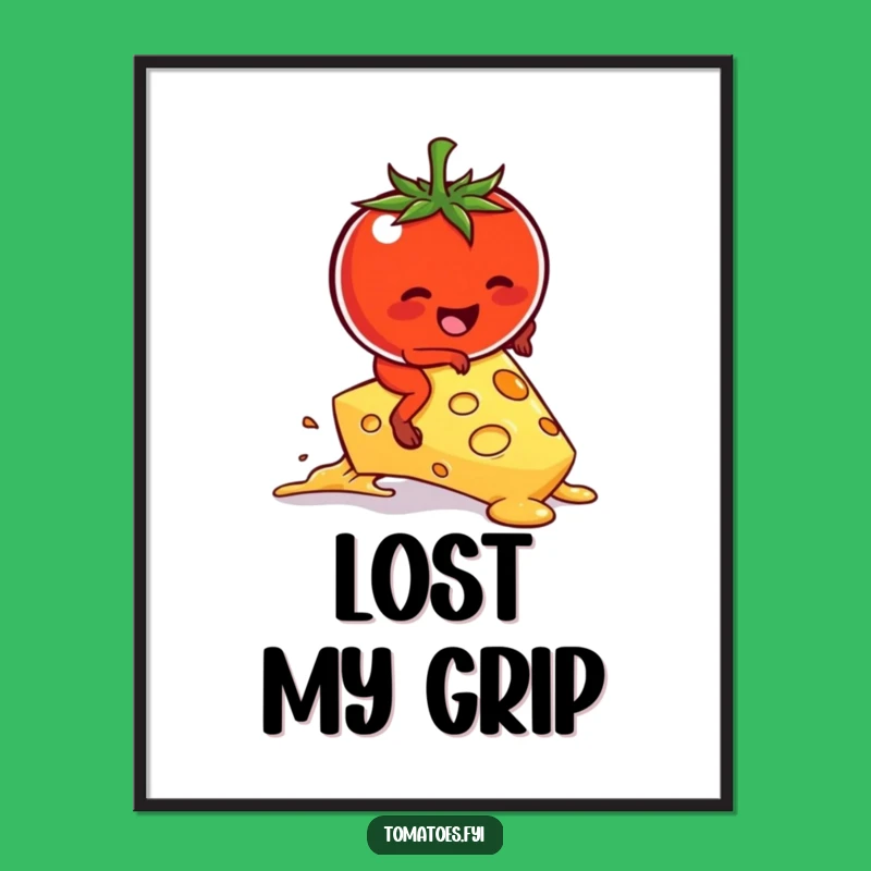 Funny Kawaii Tomato Cheese Ride Poster - Hilarious Food Art Gift Décor