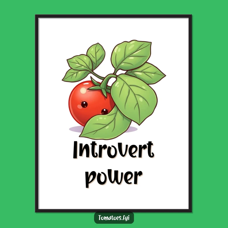 Funny Shy Tomato Poster: Cute Peek-a-Boo Vegetable Art Print Gift