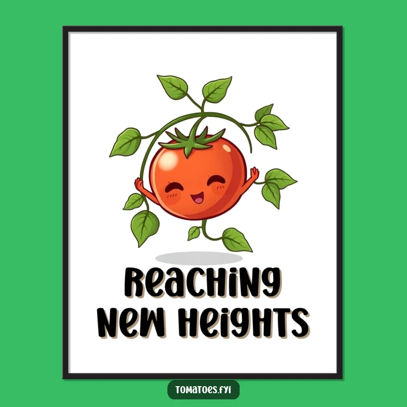 Funny Stretching Tomato Poster: Whimsical Wall Art for a Green Space