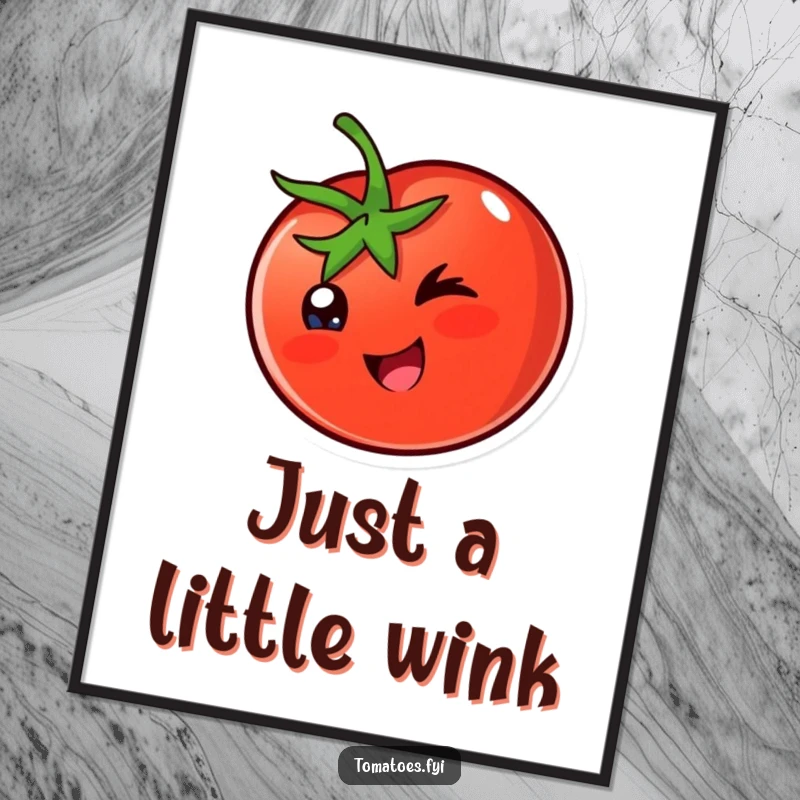 Funny Poster: A happy tomato character winks playfully, adding a dose of cheerful and cheeky art.