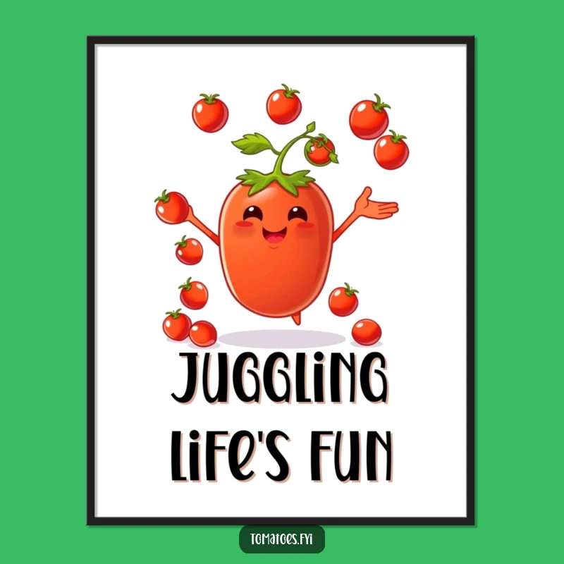 Funny Juggling Tomato Poster: Vibrant Produce Art for Your Walls!