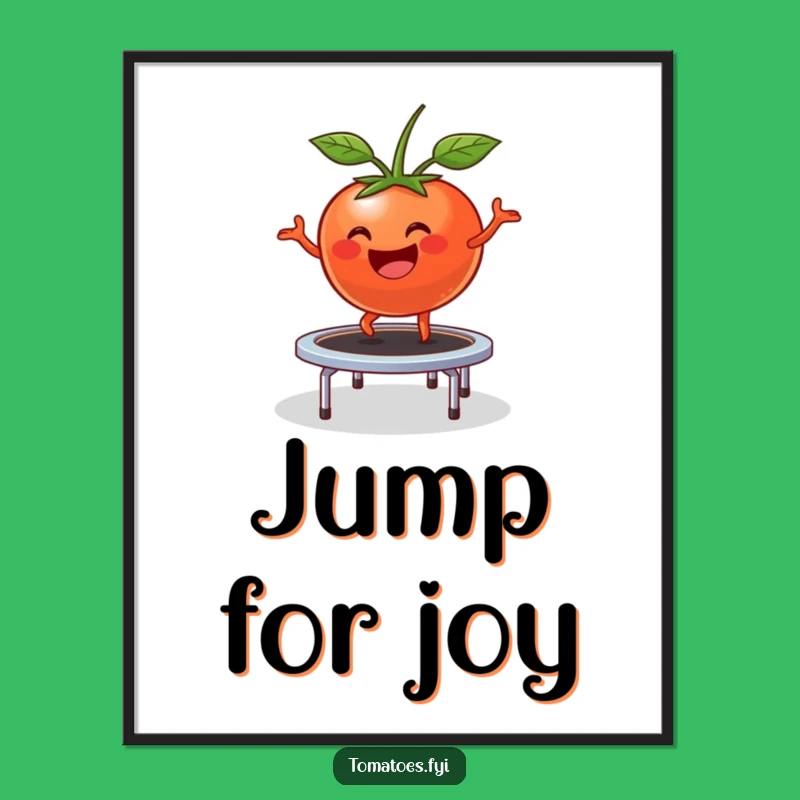 Funny Bouncing Tomato Poster: Happy Trampoline Fun Wall Art
