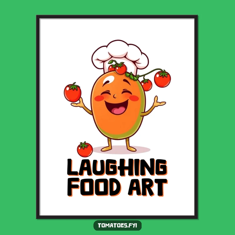 Funny Laughing Chef Tomato Poster - Juggling Art Gift