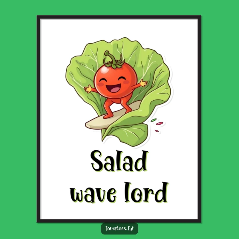 Funny Tomato Surf Poster - Grinning Rider Art for Walls