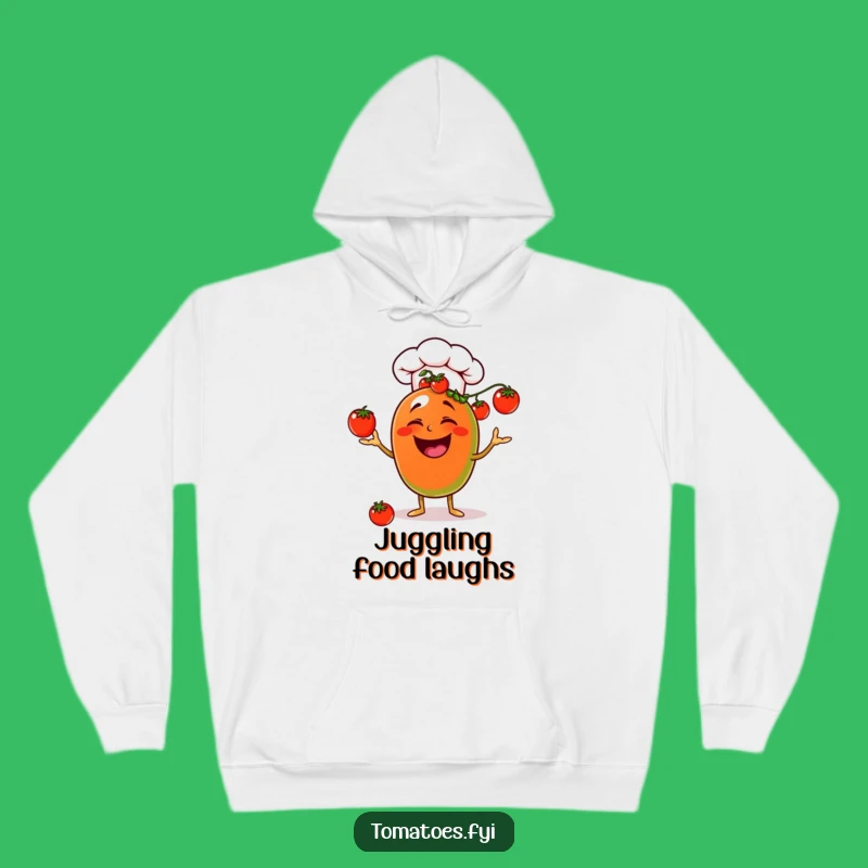 Cozy Funny Laughing Chef Tomato Hoodie - Juggling Comfort Gift