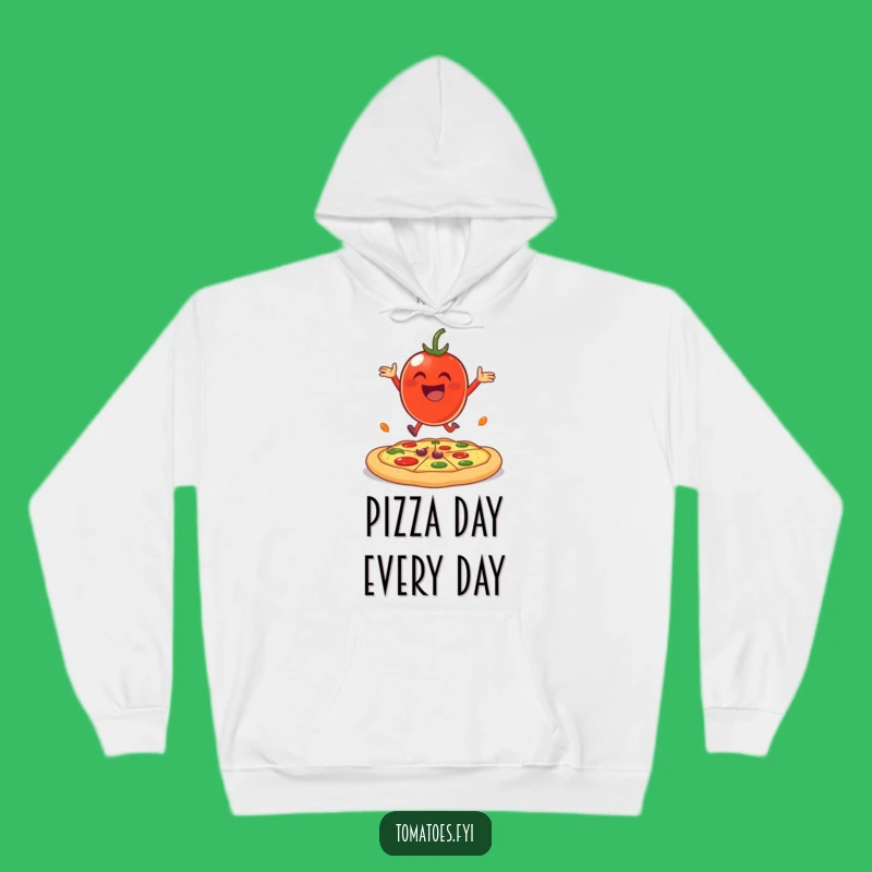 Funny Cheerful Tomato Pizza Hoodie - Cozy & Hilarious Gift!
