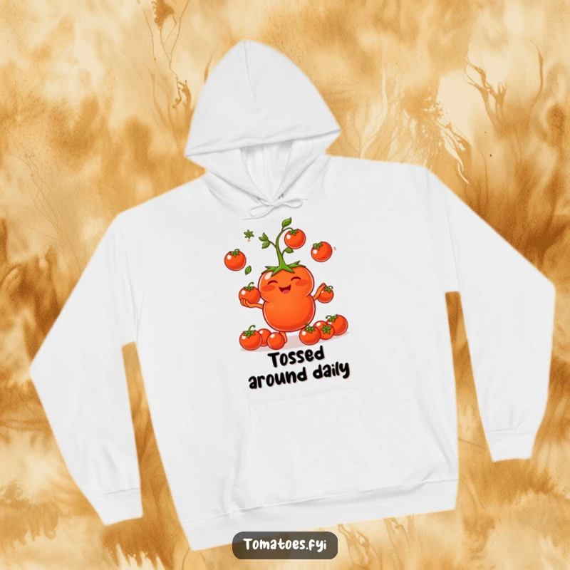 Funny Hoodie: A happy tomato juggles cherry tomatoes with a big giggle. A funny gift.