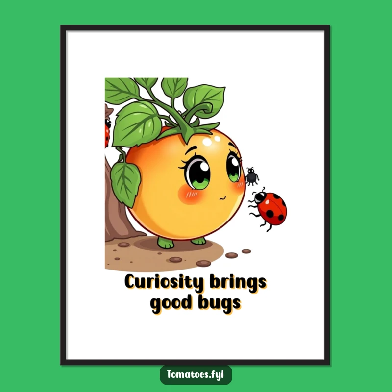 Free Printable Wall Art Curious Tomato & Ladybug - Whimsical Downloadable Decor