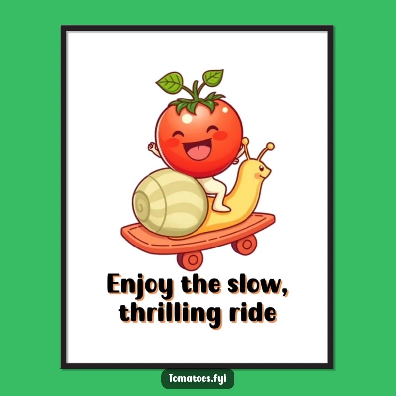 Funny Free Printable Wall Art: Tomato Snail Rollercoaster Downloadable Art for Playful Decor!