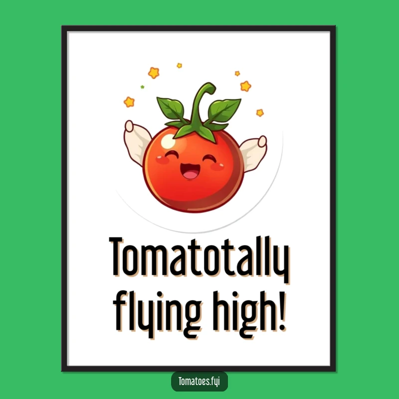 Free Printable Art: Flying Tomato's Joyful Flight, Funny Veggie Downloadable Decor