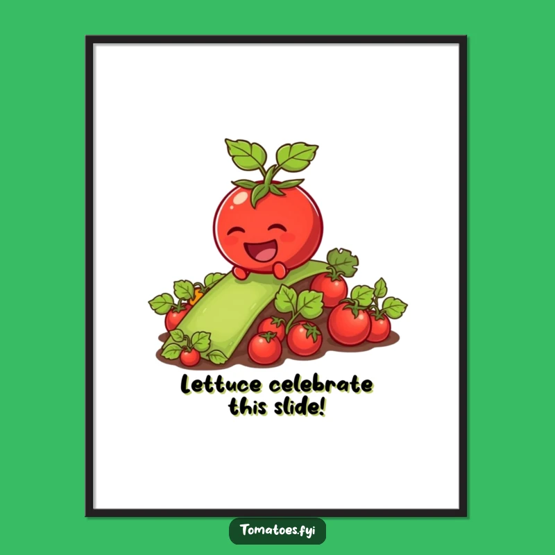 Free Printable Art: Laughing Tomato's Slippery Slide, Funny Veggie Downloadable Decor