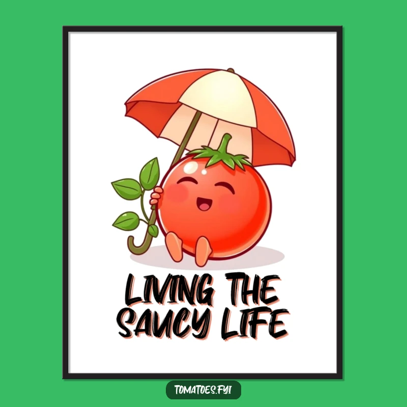 Funny Free Printable Tomato Wall Art: Relaxing Umbrella Downloadable Decor