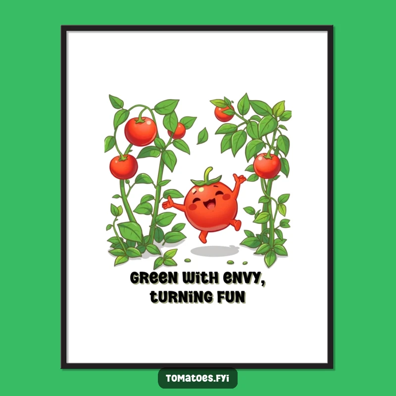 Funny Free Printable Wall Art: Joyful Tomato Cartwheel, Downloadable Cheerful Decor