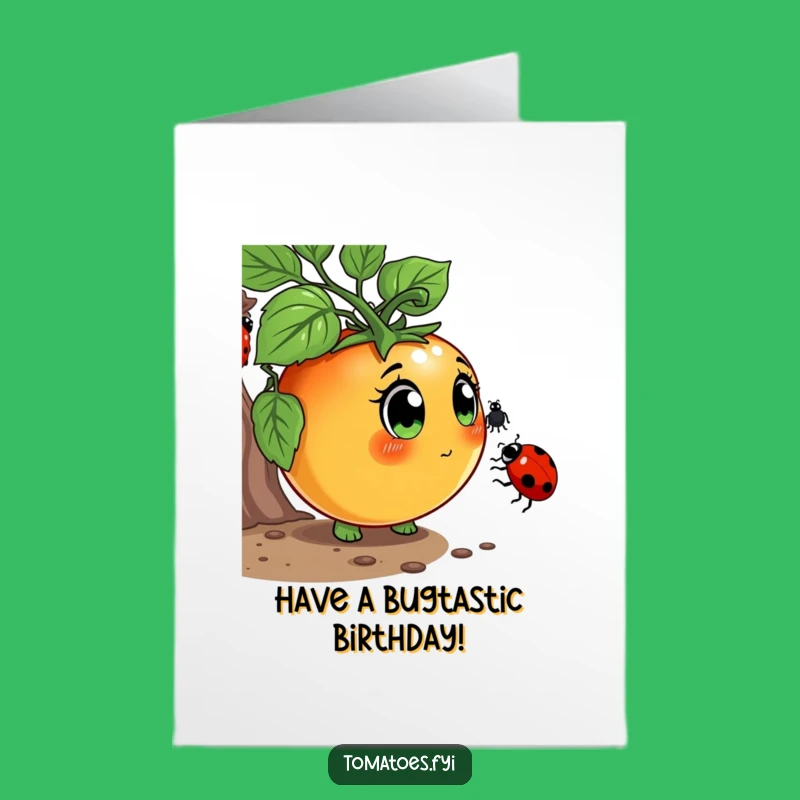 Free Printable Birthday Card Curious Tomato & Ladybug - Cute Downloadable Gift