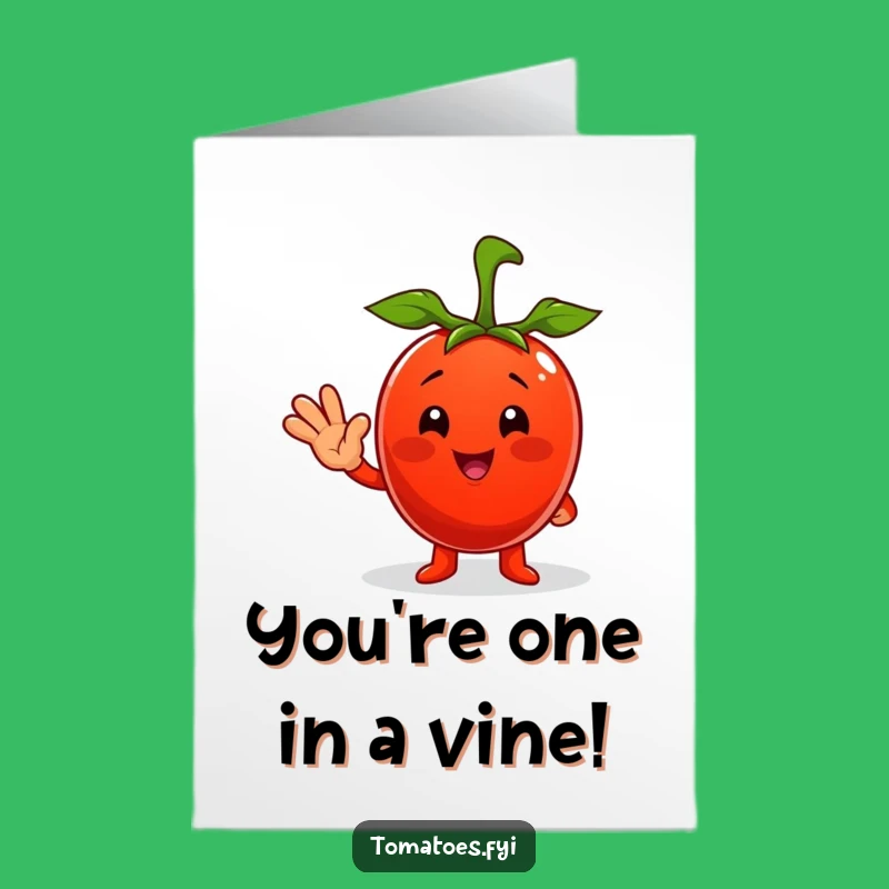 Free Printable Birthday Card: Funny Tomato Waving Hello - DIY Downloadable Fun