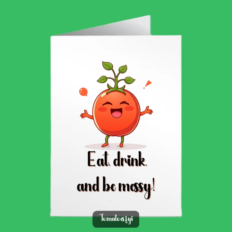 Free Printable Funny Birthday Card: Giggling Tomato Dancing - Hilarious Downloadable Gift