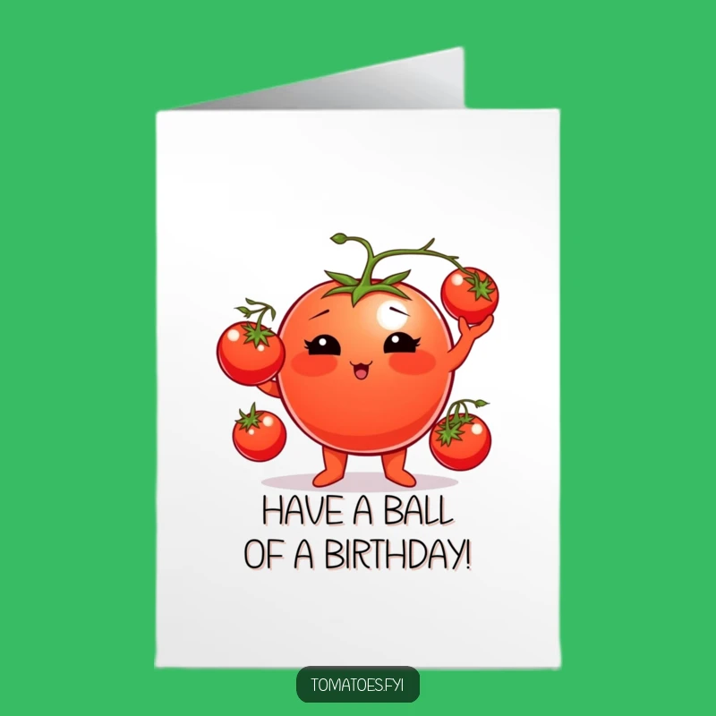 Free Printable Tomato Birthday Card: Funny Juggling Act Downloadable Gift for Laughs