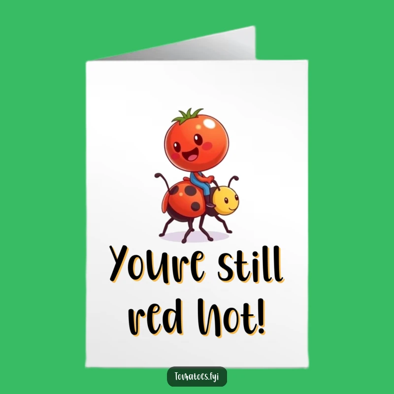 Funny Free Printable Birthday Card: Tomato Ladybug Rider - Hilarious Downloadable Gift