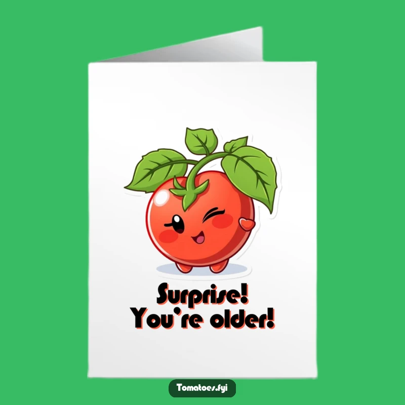 Free Printable Birthday Card: Winking Tomato Peek, Playful Downloadable DIY Gift