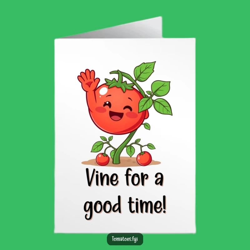 Funny Free Printable Birthday Card: Waving Tomato Character, DIY Downloadable Gift
