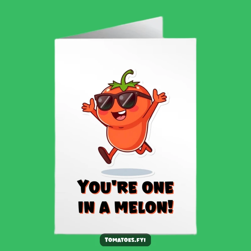 Free Printable Congrats Card: Cool Tomato Jump, Sunglasses Vibe, Humorous Gift, Downloadable