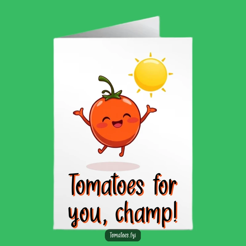 Free Printable Congrats Card: Dancing Tomato Sunny Joy Funny Gift