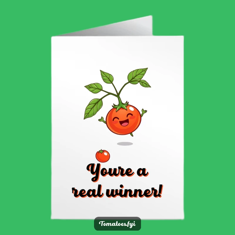 Free Printable Congrats Card: Happy Spinning Tomato, Humorous Downloadable for Celebration