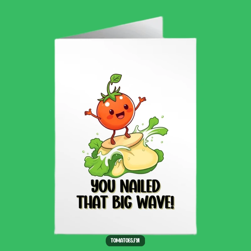 Free Printable Congrats Card: Tomato Surfing Dressing Funny Downloadable Gift