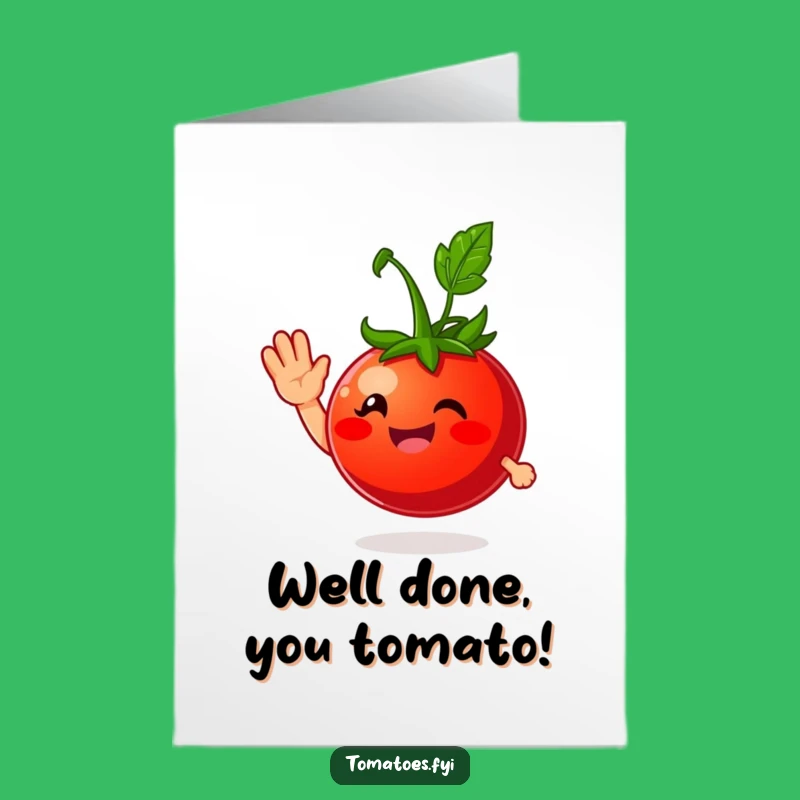 Free Printable Congratulations Card: Tomato's Cheerful Greeting, Funny Downloadable Gift