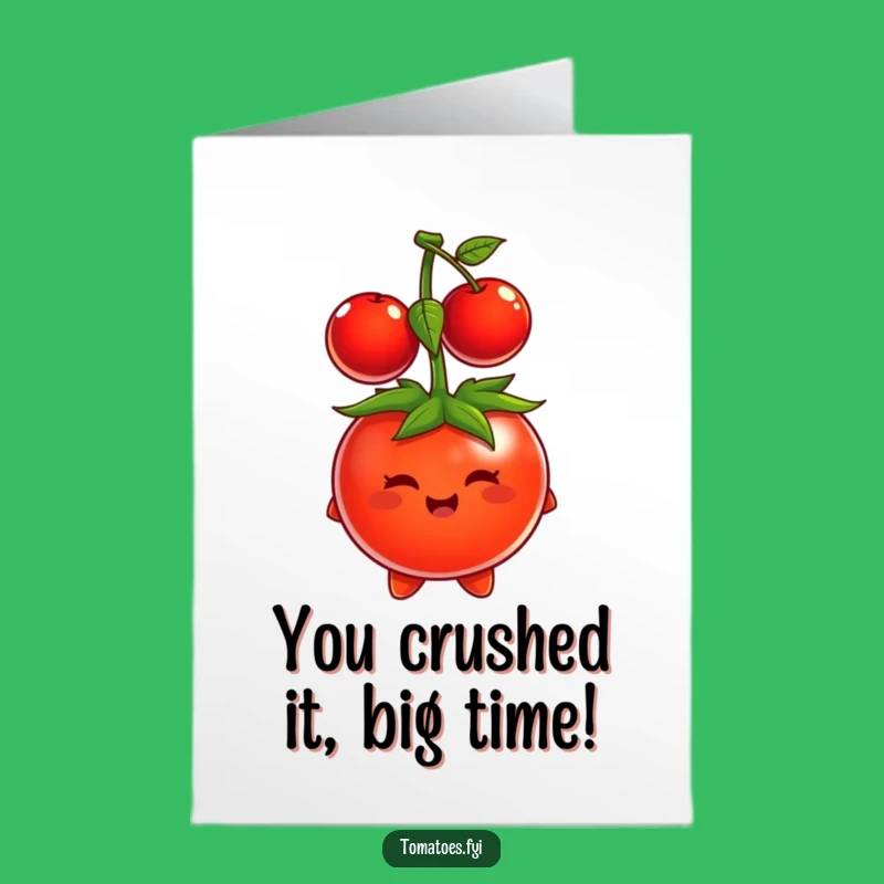 Free Printable Congratulations Card: Tomato Hat Triumph - Funny DIY Downloadable Gift