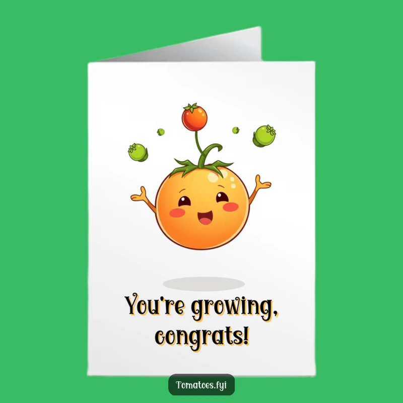 Free Printable Congrats Card: Juggling Tomato Cheers Success with a DIY Gift
