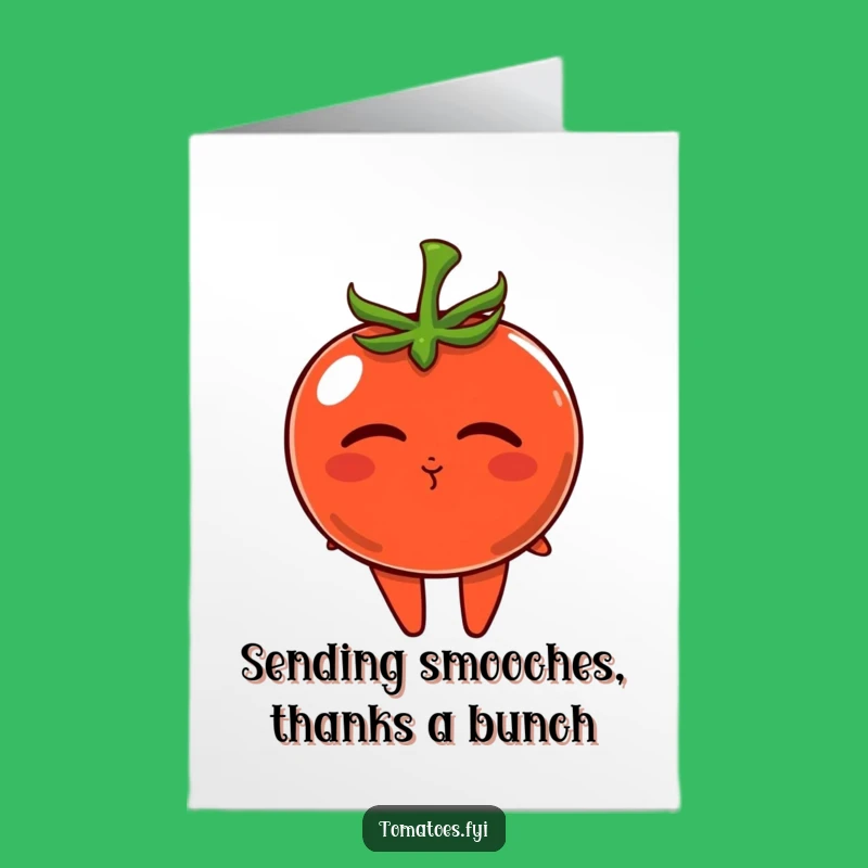 Free Printable Thank You Card: Funny Tomato Kiss - Thanks with Affection!