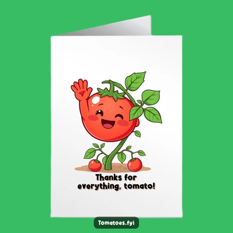Free Printable Thank You Card: Waving Tomato, Humorous Downloadable Gift