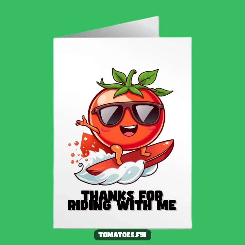 Free Printable Surfer Tomato Thank You Card: Funny Wave Gift
