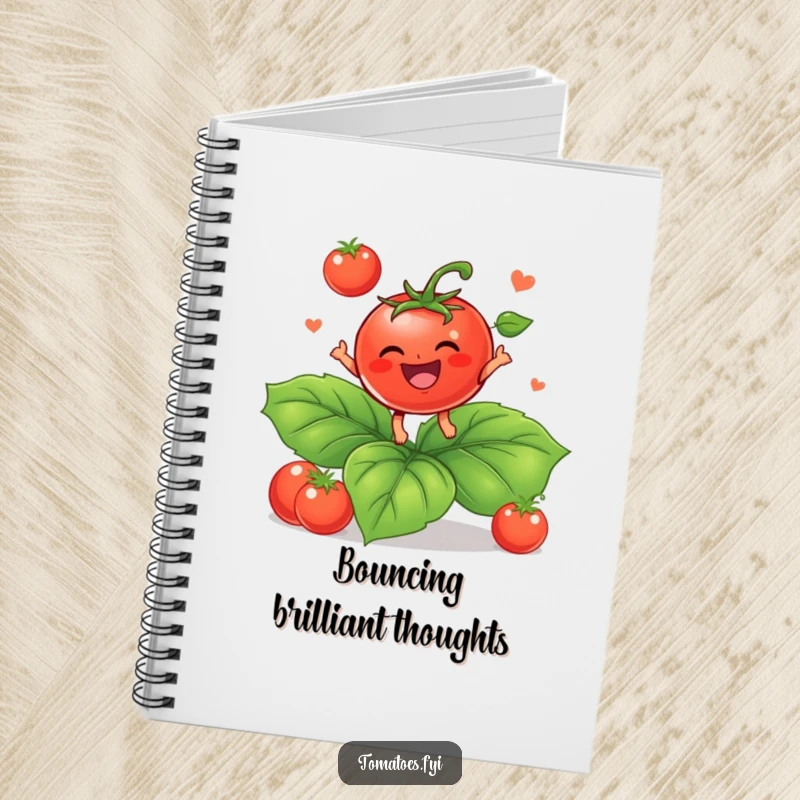 Funny Notebook: A baby tomato bounces on a leaf. A funny gift.