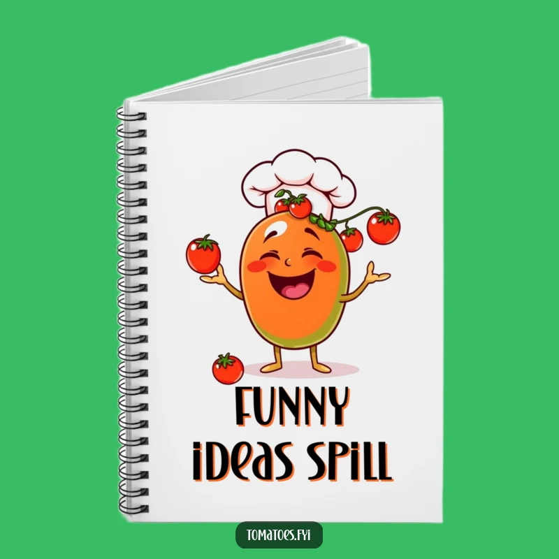 Funny Laughing Chef Tomato Notebook - Juggling Culinary Notes Gift