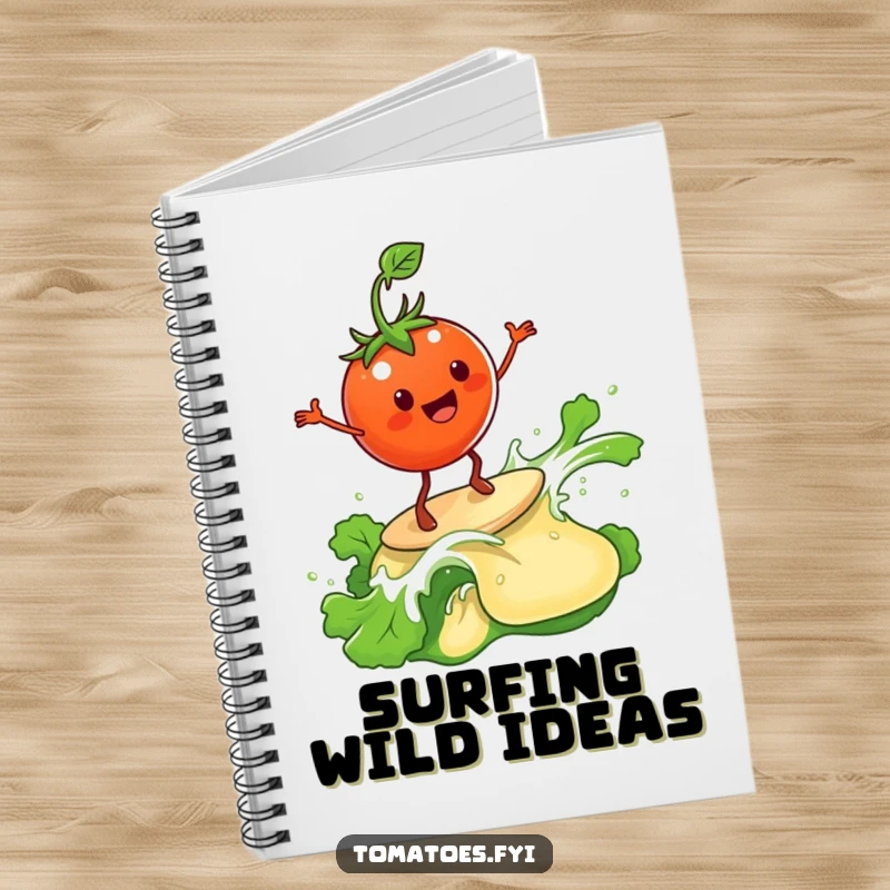 Funny Notebook: A tomato surfs a wave of salad dressing. A funny gift.