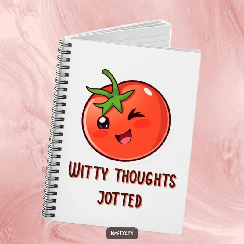 Funny Notebook: A happy tomato character winks playfully, ready to hold all your fun ideas.