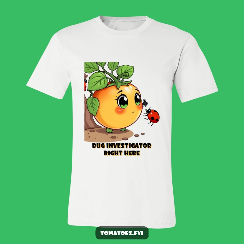 Funny Curious Tomato T-Shirt: Nature Explorer Design, Hilarious Gift!
