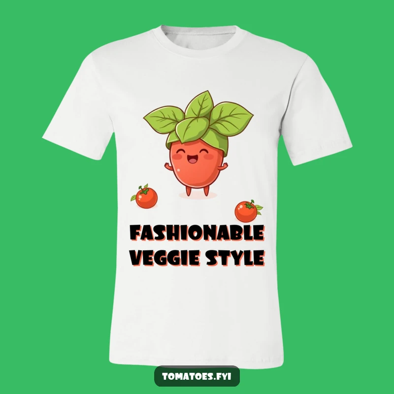 Funny Tomato Basil Hat Tee: Comedic Tiny Character Apparel for Foodies