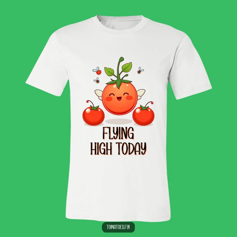 Funny Cheerful Tomato T-Shirt - Flying Winged Character Bold Funny Gift Tee