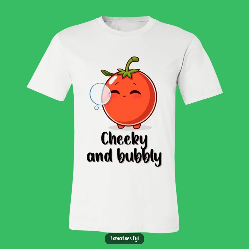 Funny Smirking Tomato Bubble Tee - Comical Veggie Character T-Shirt