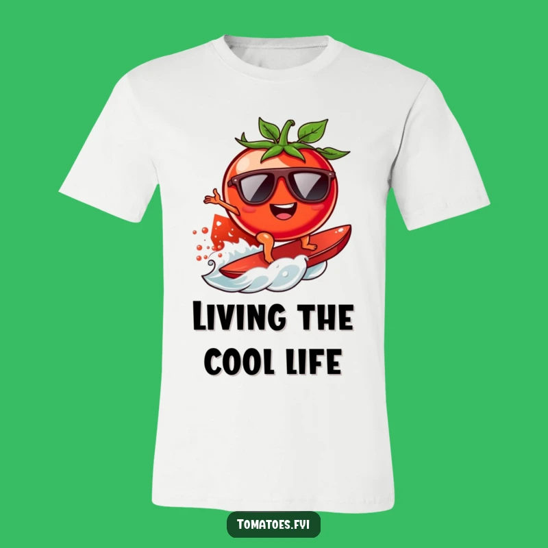 Funny Surfing Tomato T-Shirt: Ride the Juicy Wave, Hilarious Beach Gift