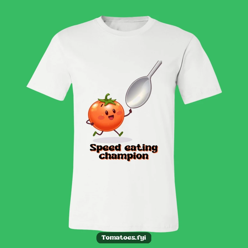 Funny Tomato Sprint Tee: Comedic Food Chase Apparel for Enthusiasts