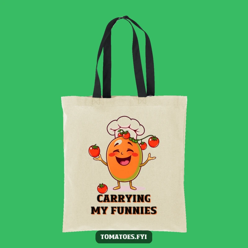 Funny Laughing Chef Tomato Tote Bag - Juggling Produce Gift