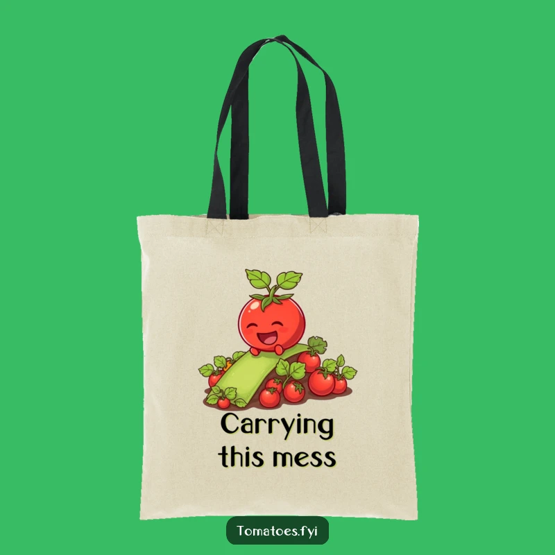 Funny Laughing Tomato Tote Bag: Slippery Veggie Patch Carryall Gift