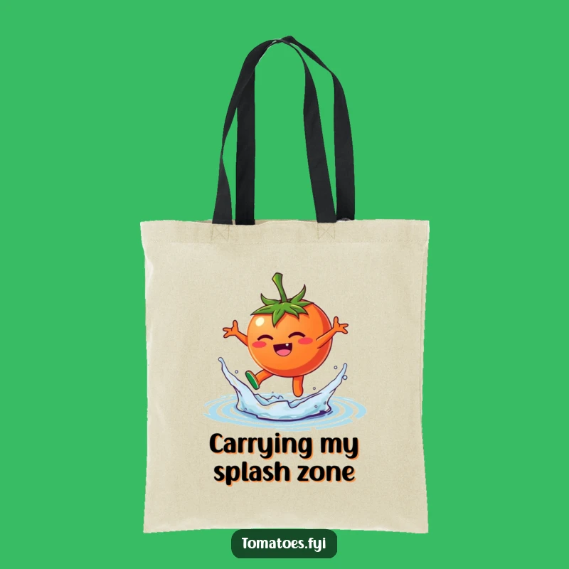 Funny Splashing Tomato Tote Bag, Playful Water Carryall, Chic Funny Gift