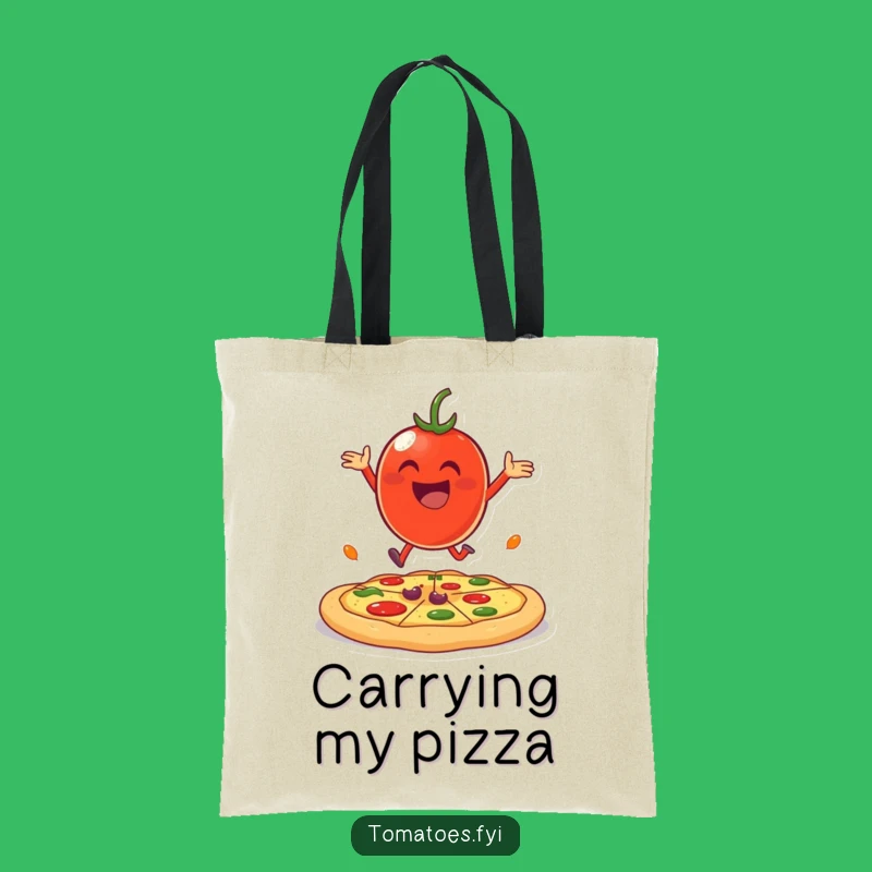 Funny Tomato Pizza Bounce Tote Bag - Cheerful & Hilarious Gift
